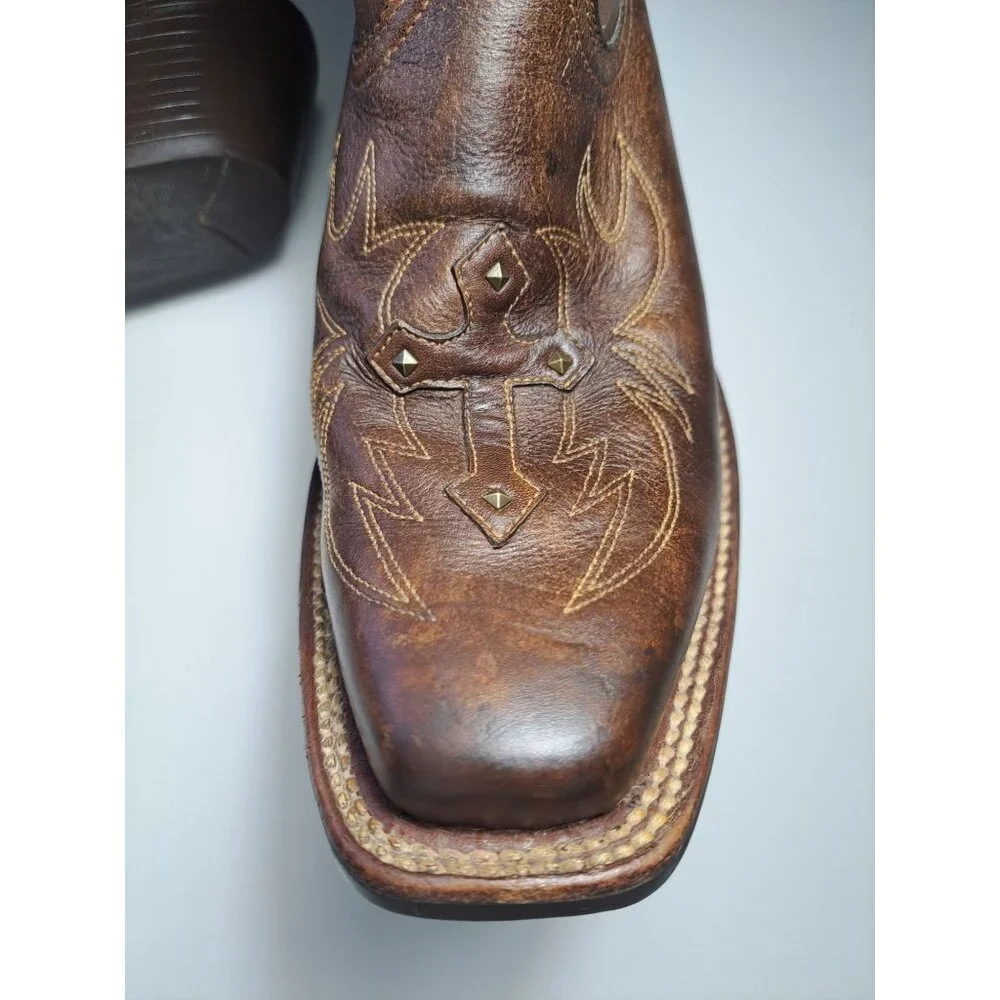 Ariat Womens Legend Spirit Western Brown Cowboy Boots 8.5M Square Toe Leather - Picture 4 of 12